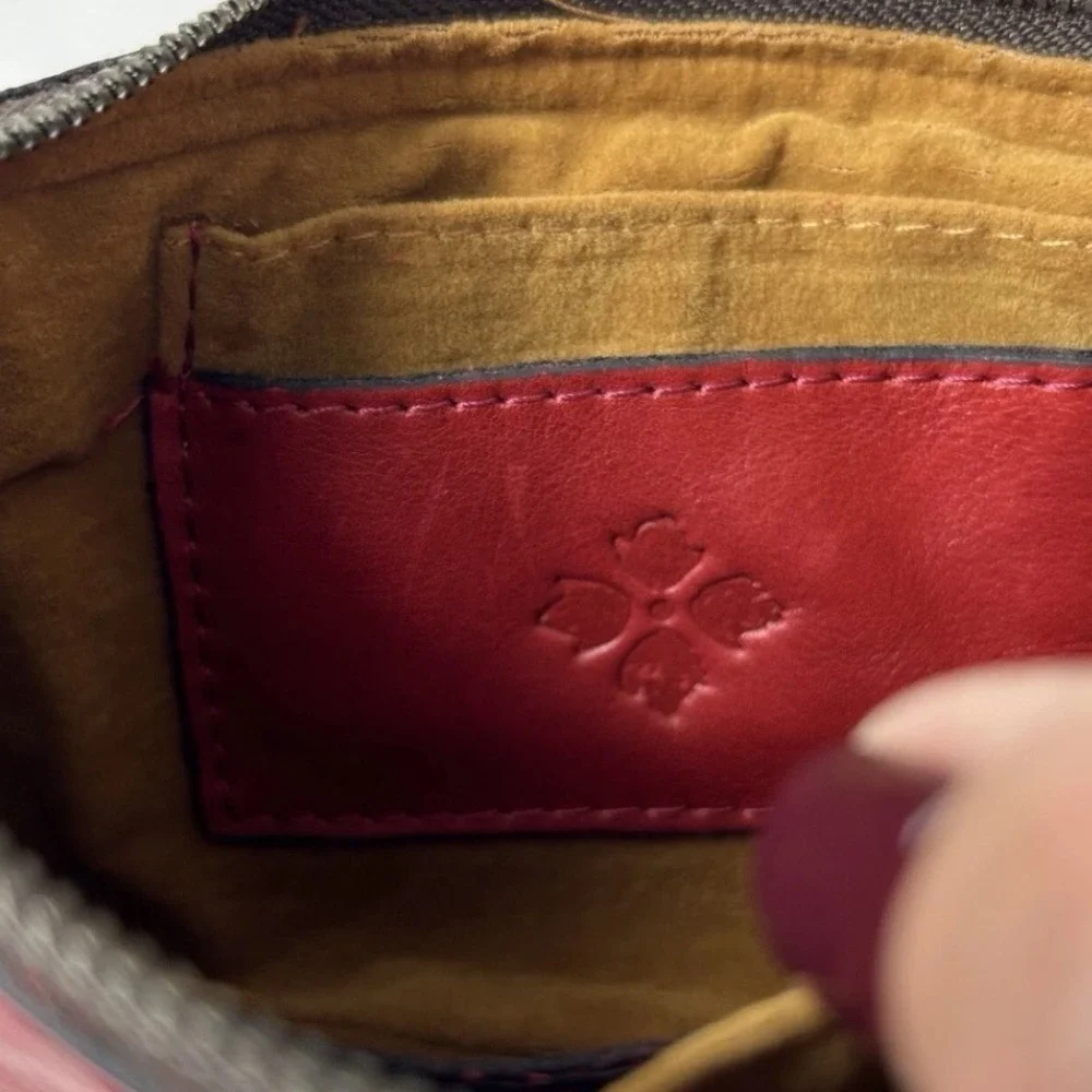 Patricia Nash‎ Red Leather Sherpa Trim Wristlet Wallet Clutch Bag Fall Holiday